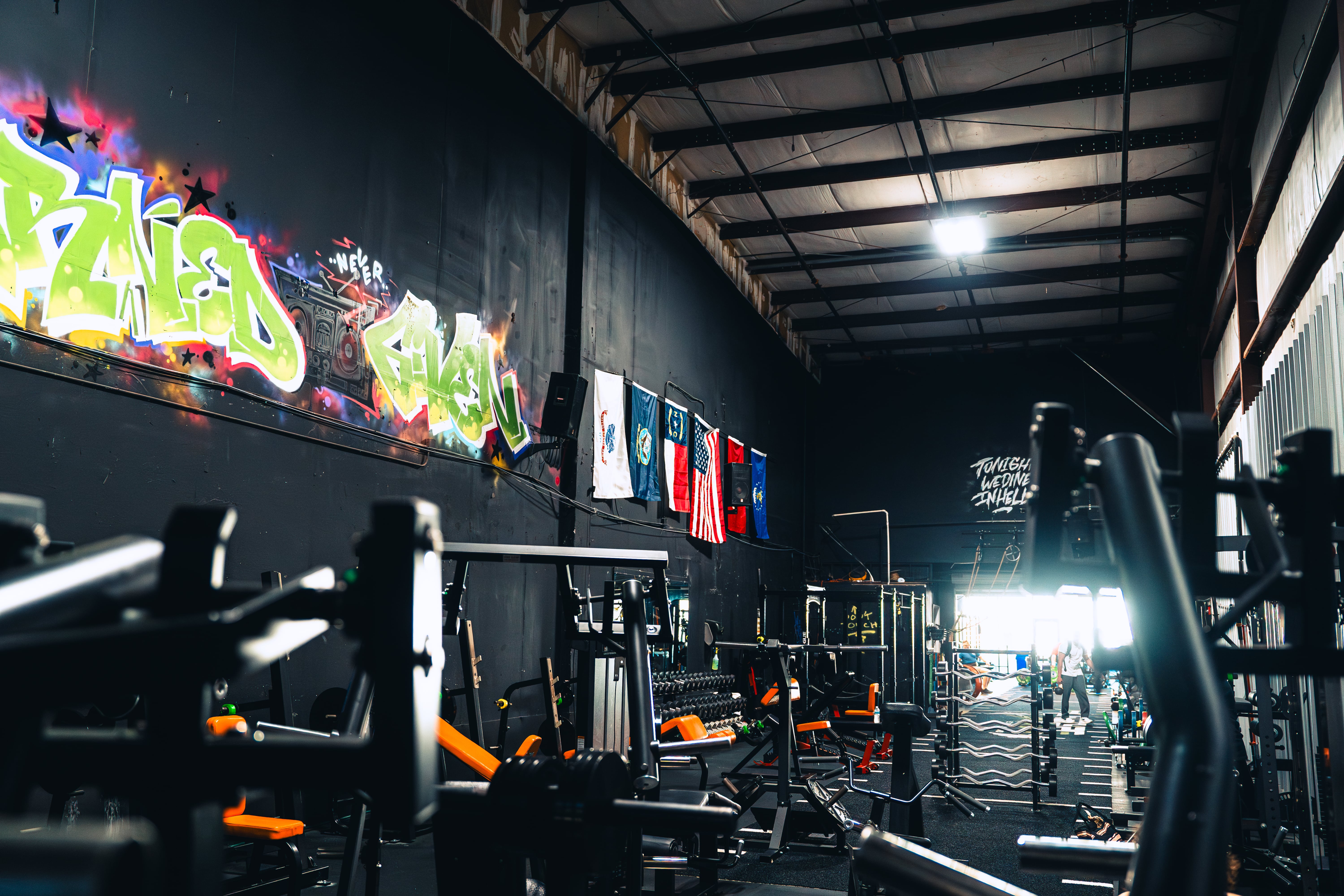 Strength training floor at Archetype Strength gym in Raleigh NC